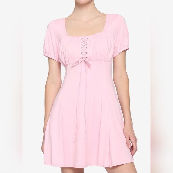 Hot Topic Dresses & Skirts - Pink Lace-Up Women Dress